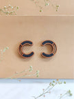WHE Black Compassion Upcycled Fabric and Repurposed Wood Earring