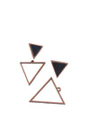 WHE Black Two Look in One Repurposed Fabric and Wood Triangle Earring