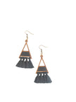 WHE Tassel Triangle Repurposed Wood Earrings
