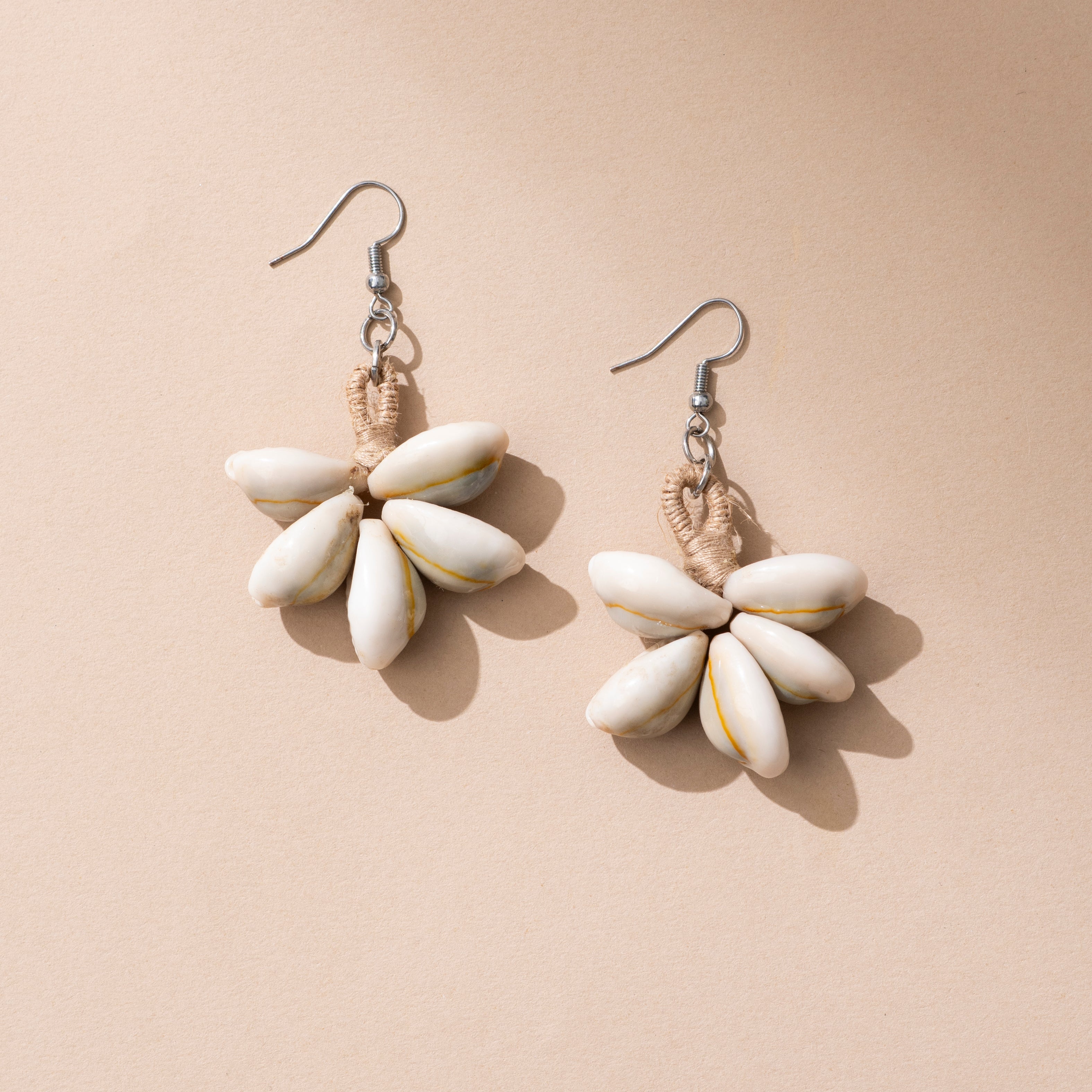 WHE Handmade Cowry Jute Earrings