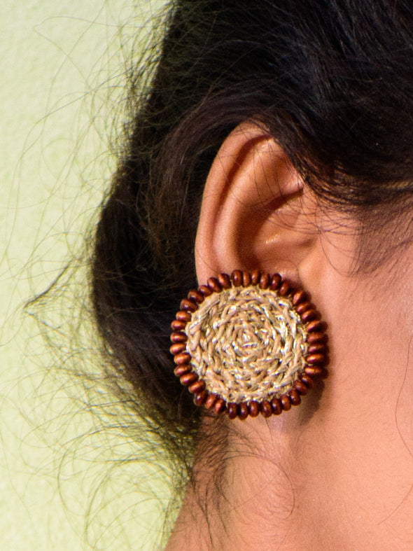 WHE Jute and Wooden Beads Crochet Studs