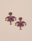 WHE Purple Lotus Repurposed Fabric and Wood Statement Earrings