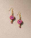 WHE Pink Festive Repurposed Fabric and Wood Earrings
