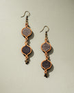 WHE Black and Gold Festive Multi Layered Repurposed Fabric and Wood Earrings