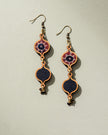 WHE Red and Black Multi Layered Repurposed Fabric and Wood Earrings