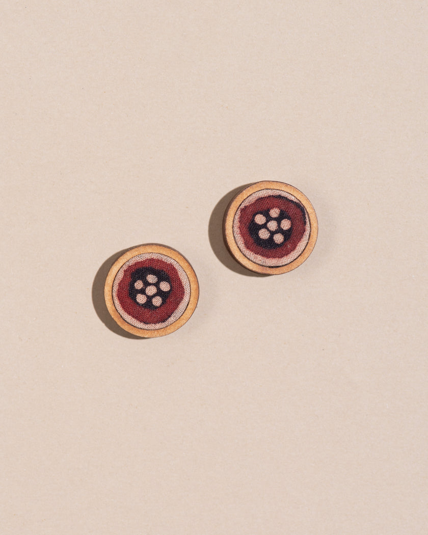 WHE Red and Black Repurposed Fabric and Wood Stud