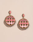 WHE Shades of Pink Repurposed Fabric and Wood Statement Earrings