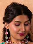 WHE Handcrafted Multicolor Tie and Dye Repurposed Wood and Fabric Dangler Earrings