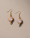 WHE Brocade Festive Repurposed Fabric and Wood earrings