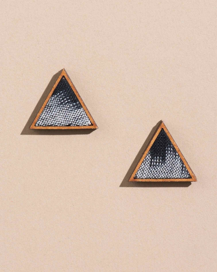 WHE Black and White Repurposed Fabric and Wood Stud