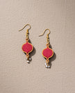 WHE Red Festive Repurposed Fabric and Wood Earrings