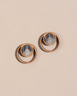 WHE Grey Batik Fabric and Repurposed Wood Stud Earrings