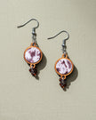 WHE Handmade Brown Tie and Dye Repurposed Fabric and Wood Danglers