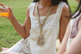WHE Lariat Jute And Seashell Necklace
