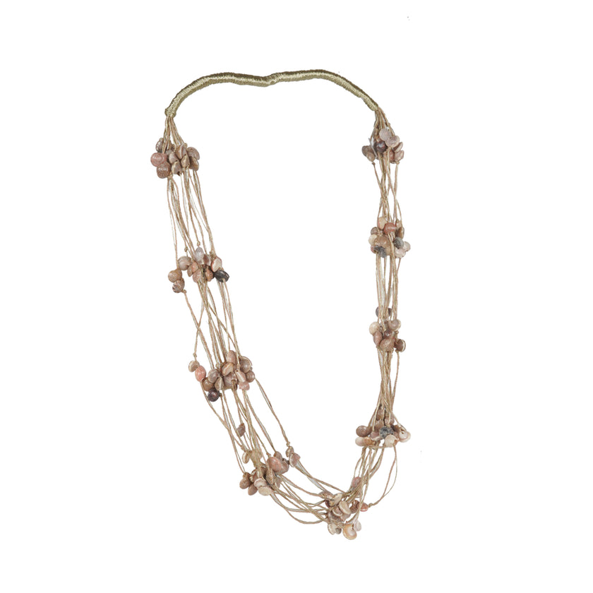 WHE Layered Jute And Seashell Necklace