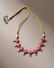 WHE Pink Festive Repurposed Fabric and Wood Choker