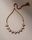 WHE Brocade Festive Repurposed Fabric and Wood Adjustable Choker Necklace