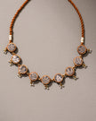 WHE Brocade Festive Repurposed Fabric and Wood Adjustable Choker Necklace