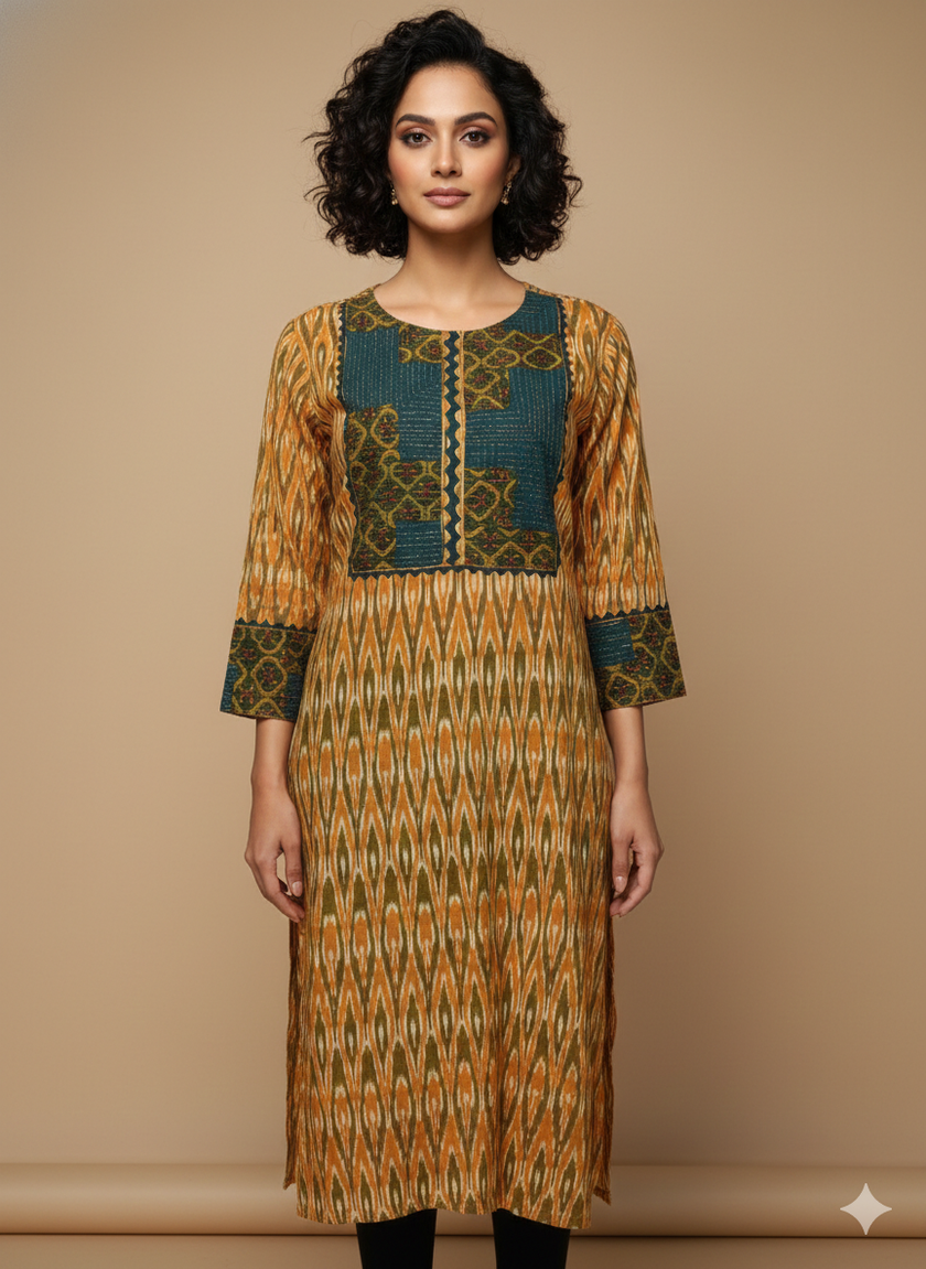 YELLOW KURTA IKKAT