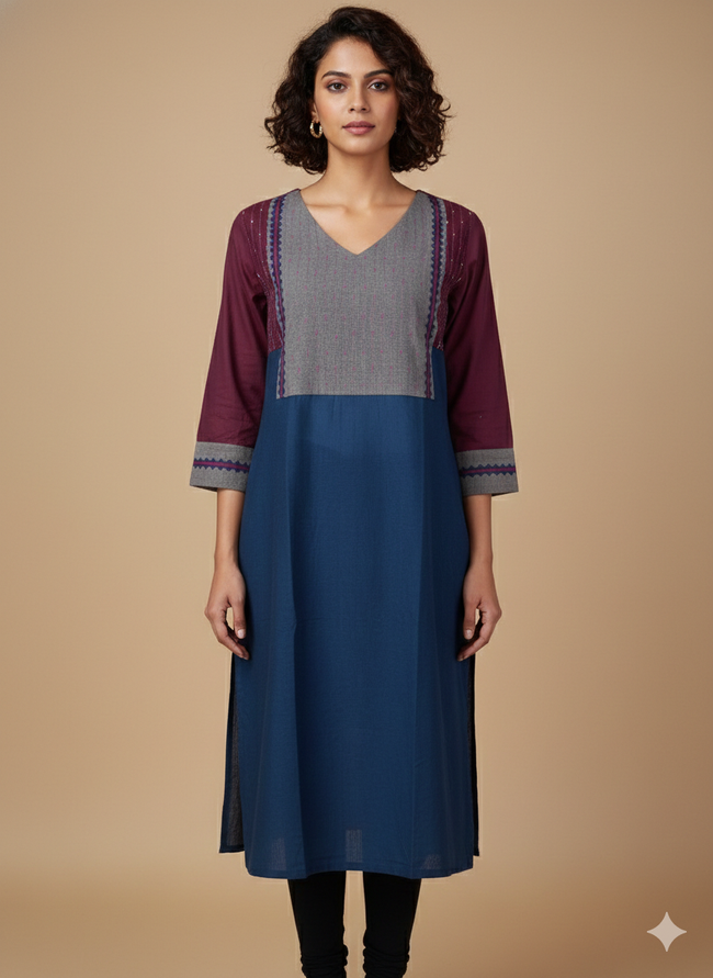NAVY BLUE KURTA COTTON