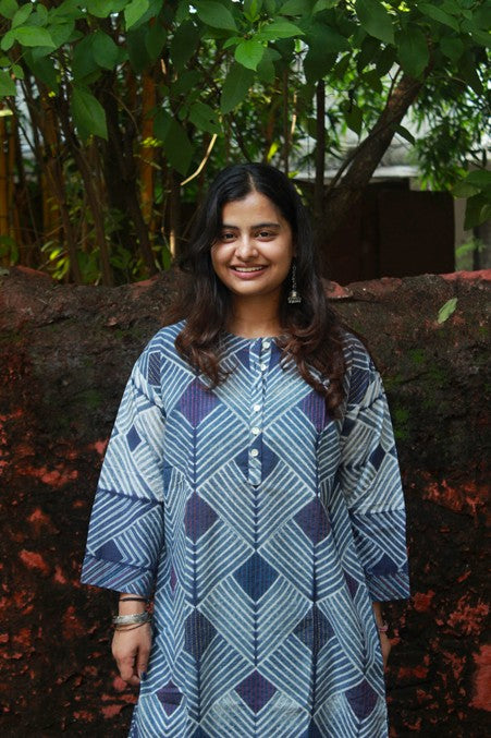 Indigo Hand Emroidered Tanka Shibori Cotton Kurta