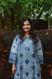Indigo Hand Emroidered Tanka Shibori Cotton Kurta