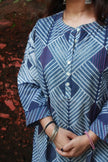 Indigo Hand Emroidered Tanka Shibori Cotton Kurta