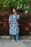 Indigo Hand Emroidered Tanka Shibori Cotton Kurta