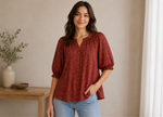 Maroon Hand Embroidery Cotton Top