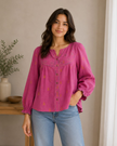 Pink Hand Embroidered Cotton Top