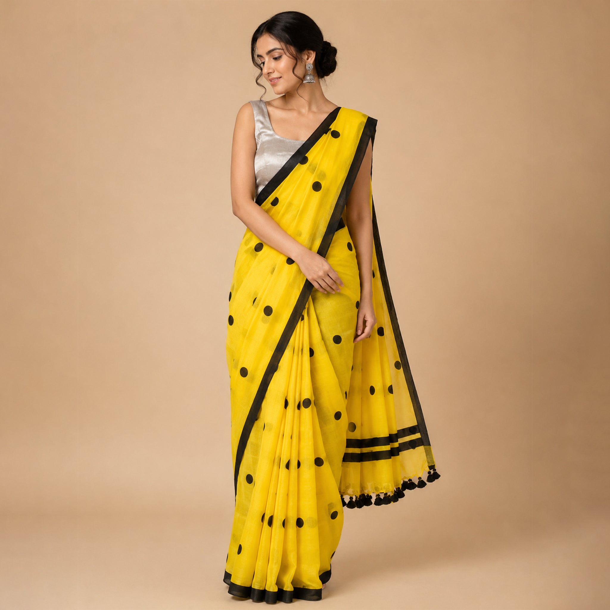 Polka Dot Handcrafted Lightweight Mul Cotton Saree