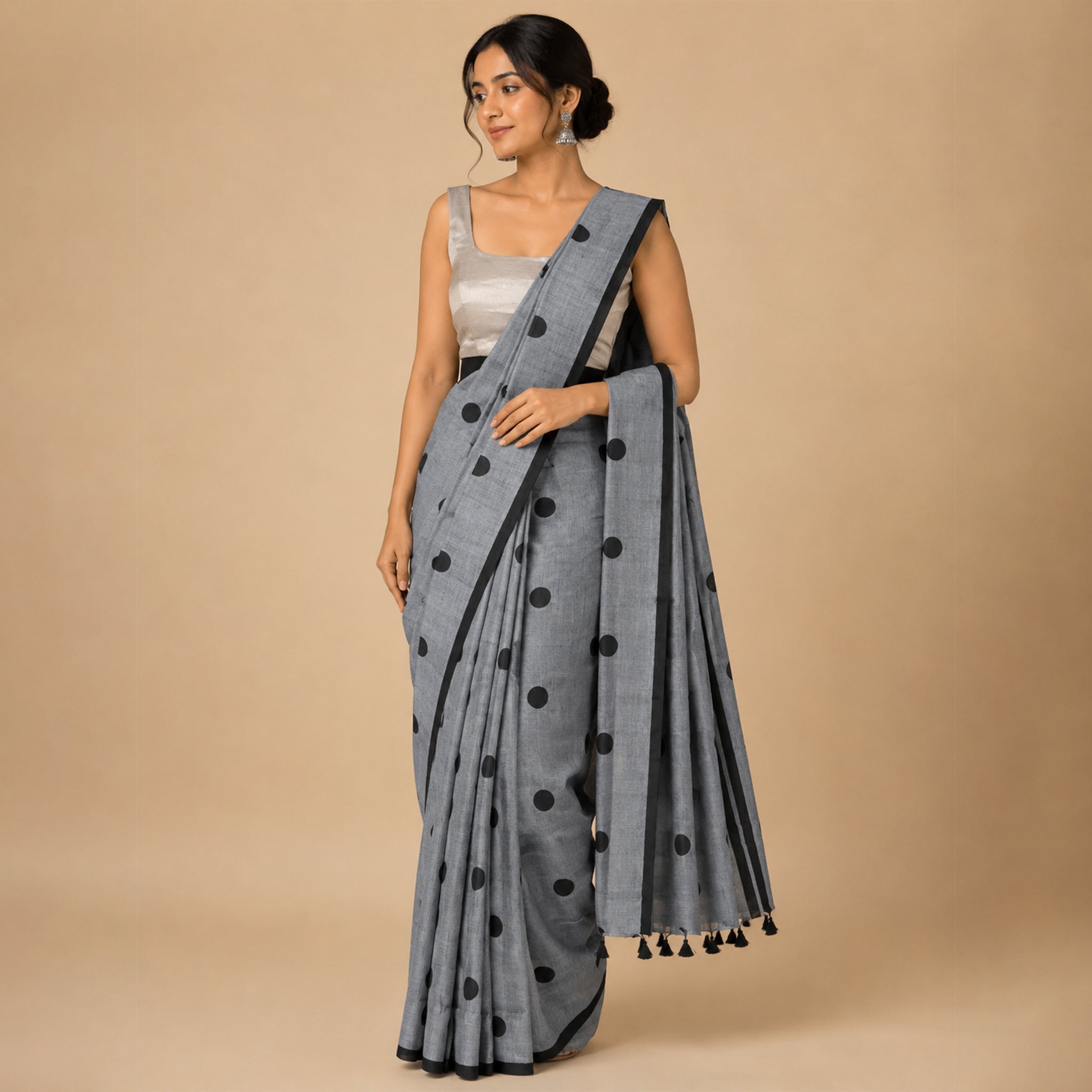 Polka Dot Handcrafted Lightweight Mul Cotton Saree