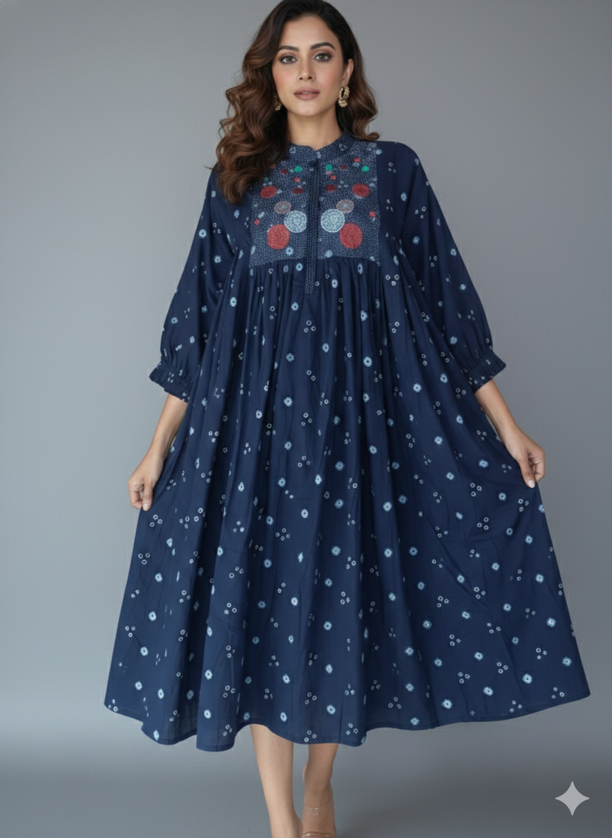 Navy blue BANDHEJ KURTA