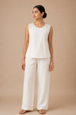 Hand Embroidered Cotton Crop Top with A-Line Silhouette
