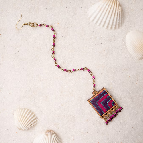 Silk Repurposed Silk Fabric and Wood Maang Tika