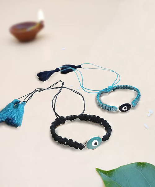 Whe Set of 2 Evil Eye Macrame Bracelet